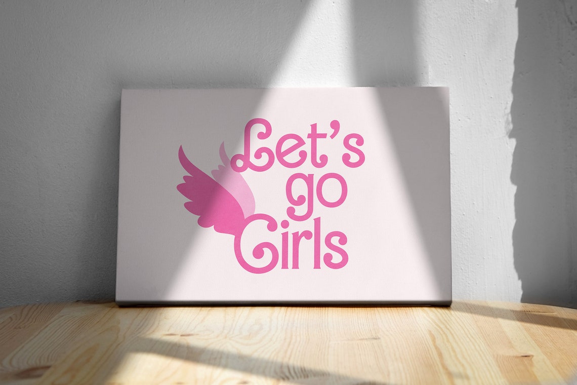 Aesthetic Wall Art Teenage Girl Posters For Room Art Minimalist Poster Lets Go Girl Horizontal Pink Wall Art Apartment Decor - Image 3