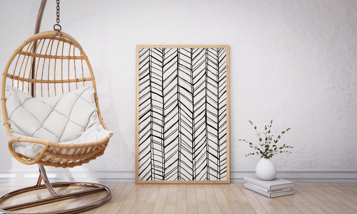 Hand Drawn Black White Line Art Abstract Faces Minimalist Poster - Image 2