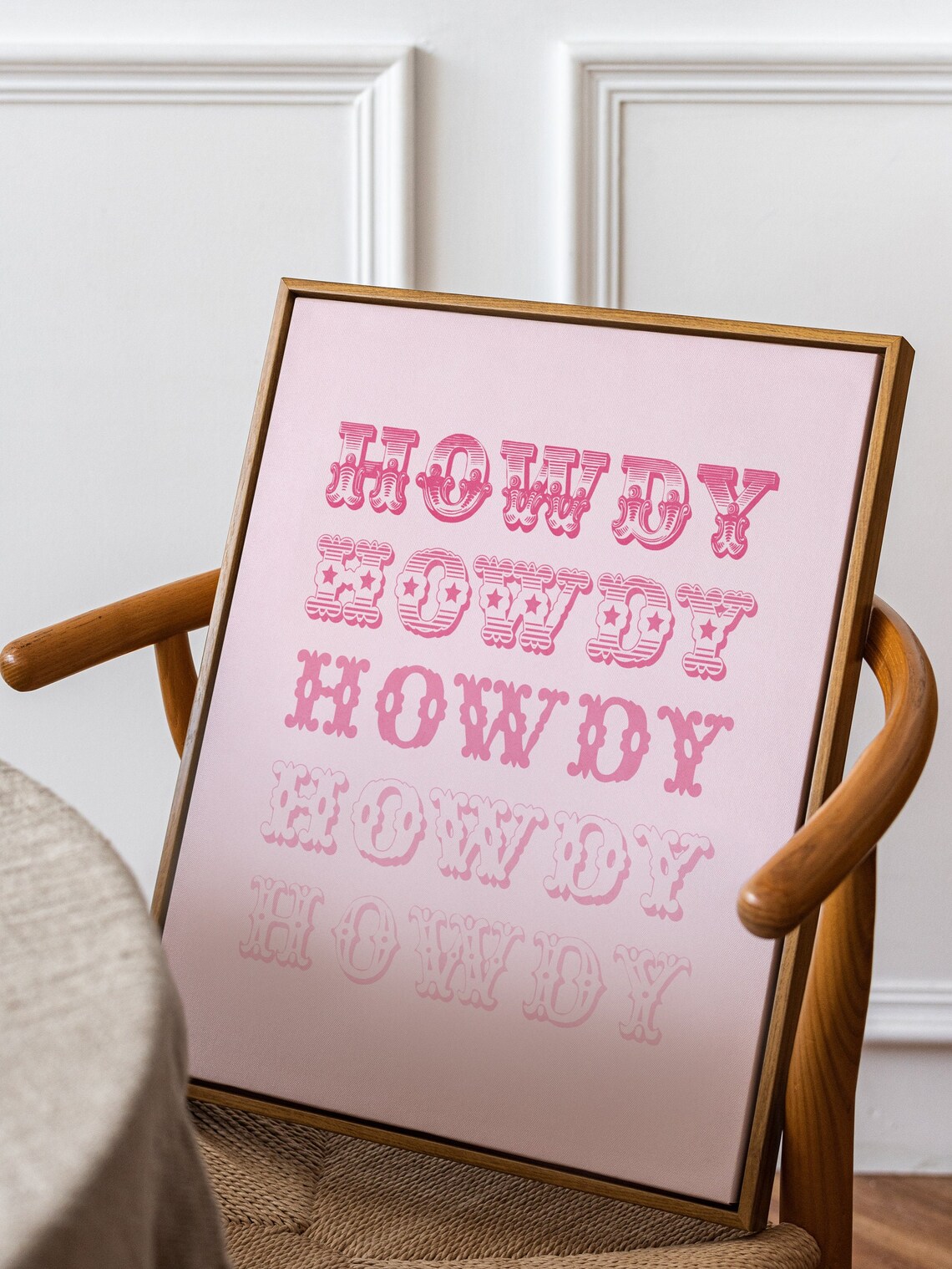 Howdy Pink Western Cowgirl Preppy Dorm Retro Typography Wall Art