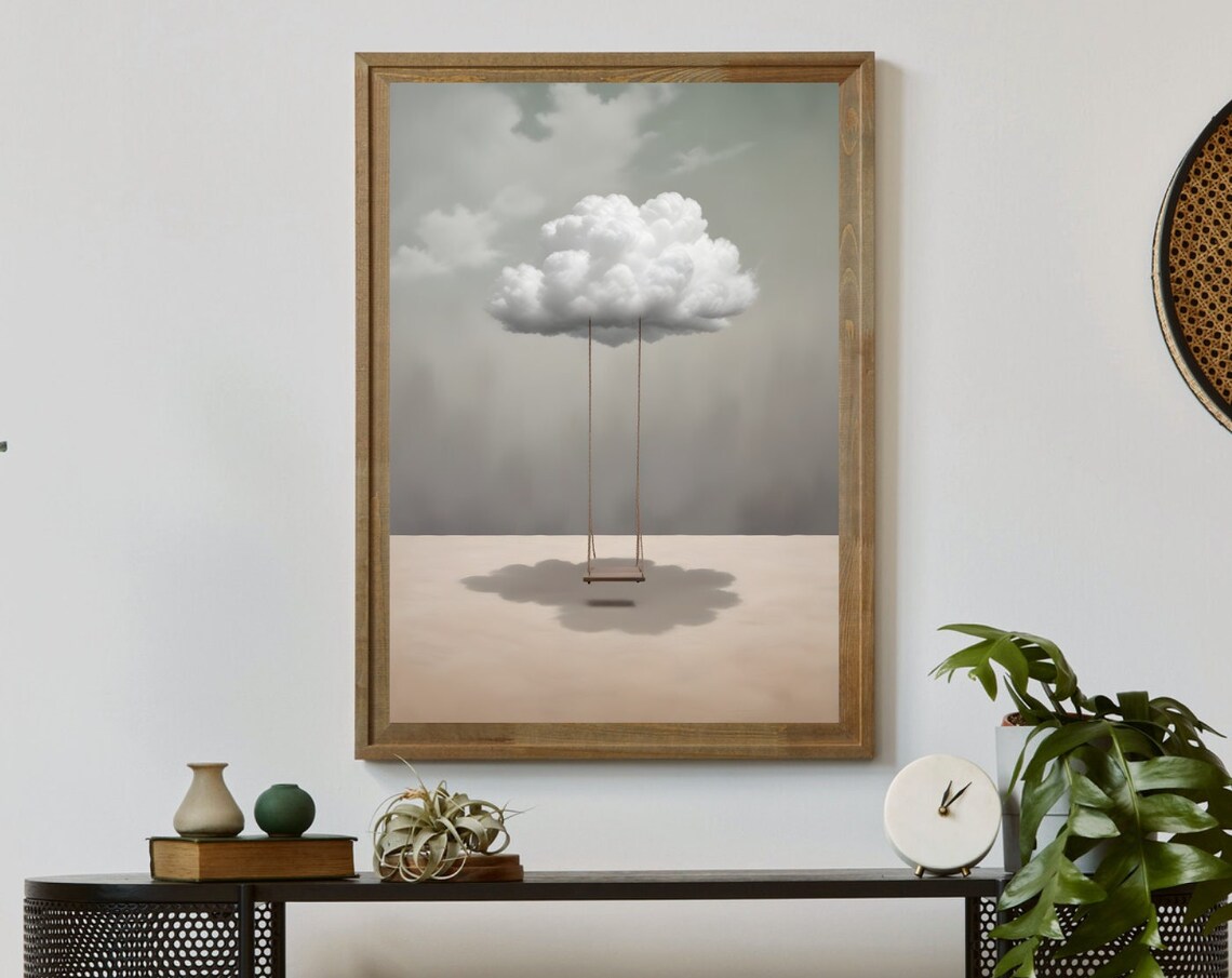 Desert Dreamscape Swing, Surreal Boho Wall Art