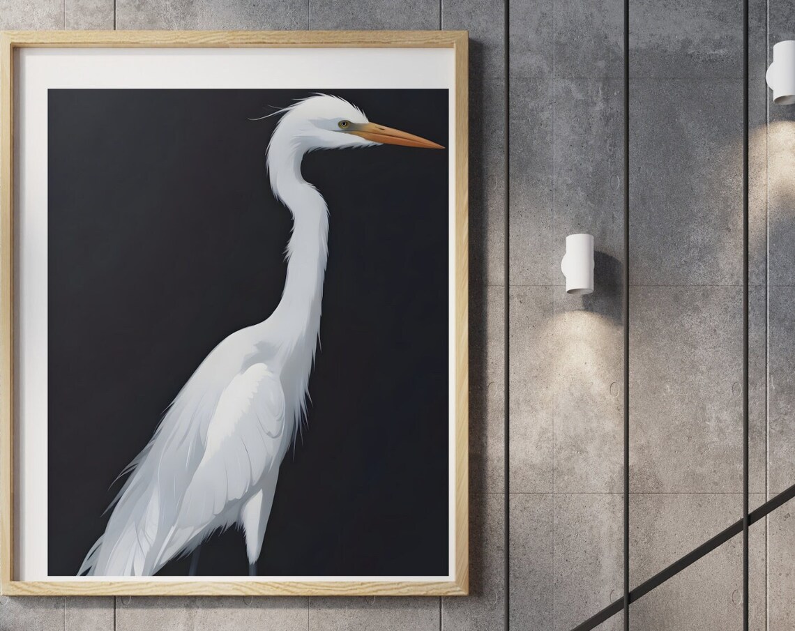 Great Egret Elegant Bird Decor, Art Print - Image 3