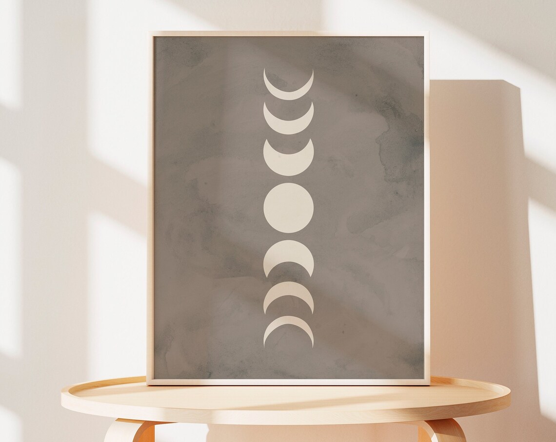 Moon Phases Print, Neutral Halloween Playroom Art - Image 4