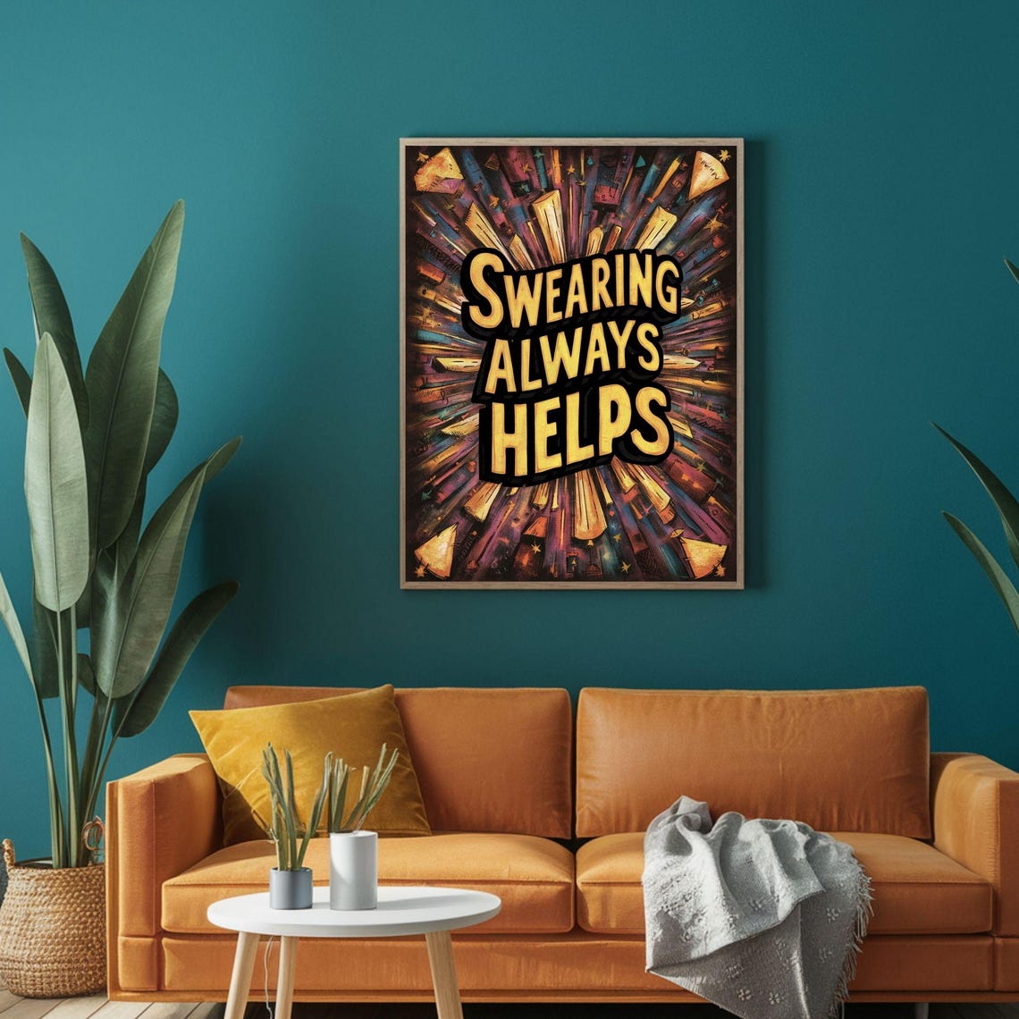 Swearing Always Helps Bold Retro Comic Style Funny Quote Poster - Image 2