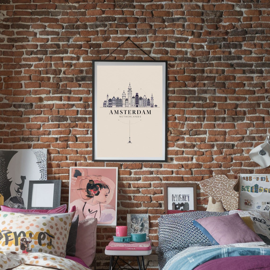 Amsterdam Netherlands Skyline Line Art Minimalist City Poster - Image 5