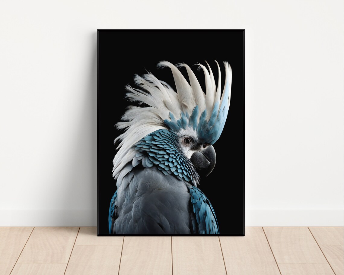Black and Blue Cockatoo Art Print, Australian Birds - Image 3