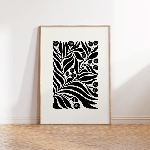 Dark Flowers Black And White Floral Poster Print