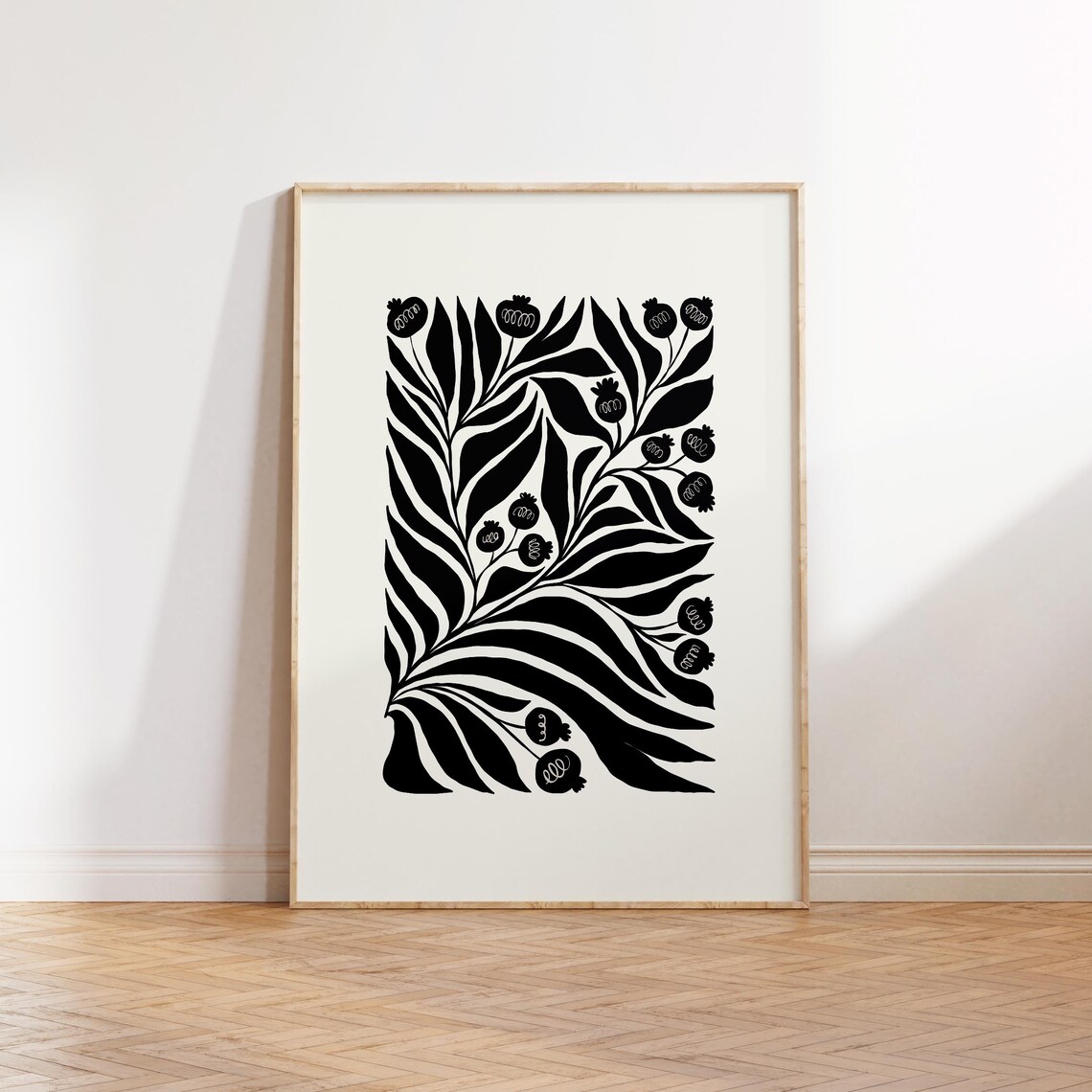 Dark Flowers Black And White Floral Poster Print