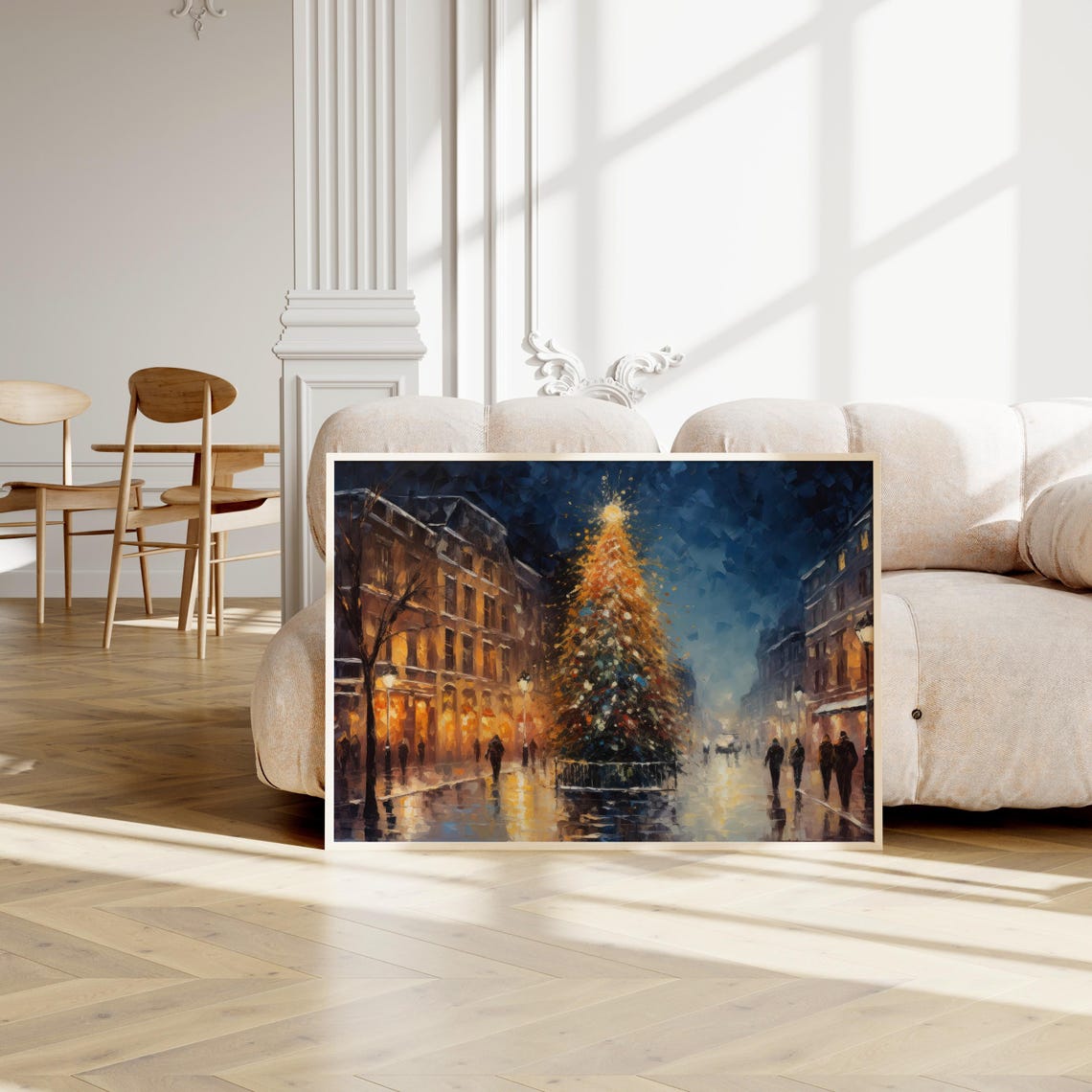 Vintage Christmas Wall Art Town City Art Christmas Village Art Christmas Print Winter Print Dark Academia Holiday Decor Print - Image 2