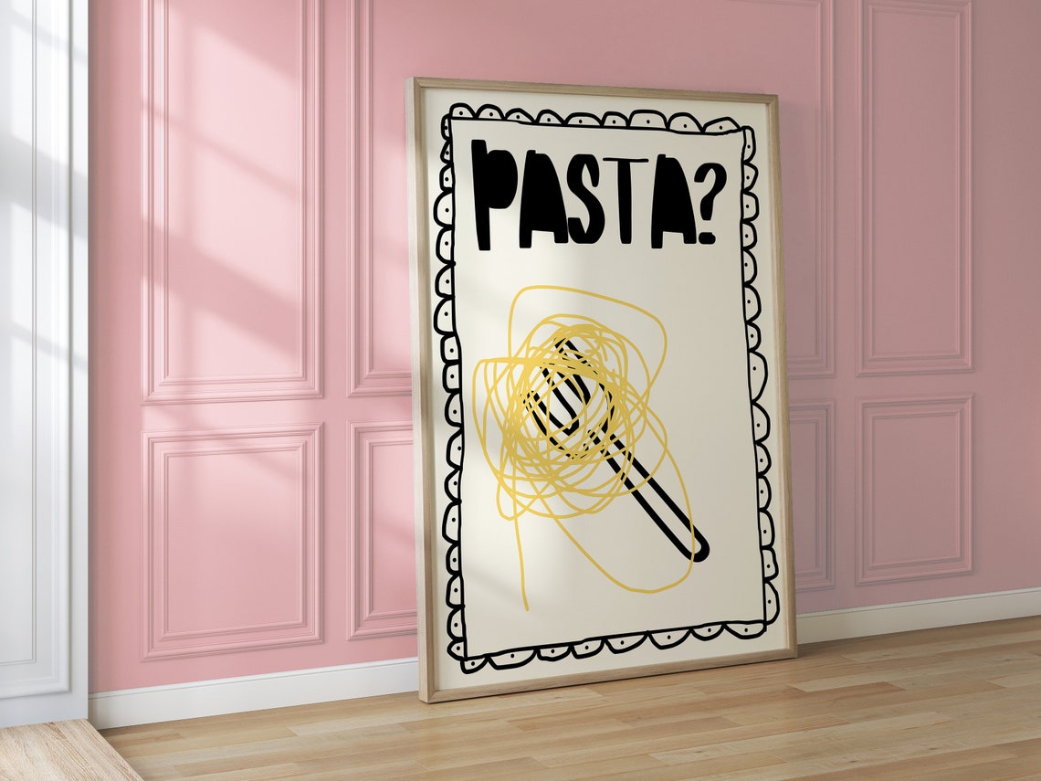 Pasta Question Funny Spaghetti Twirl Fork Kitchen Quote Poster - Image 2