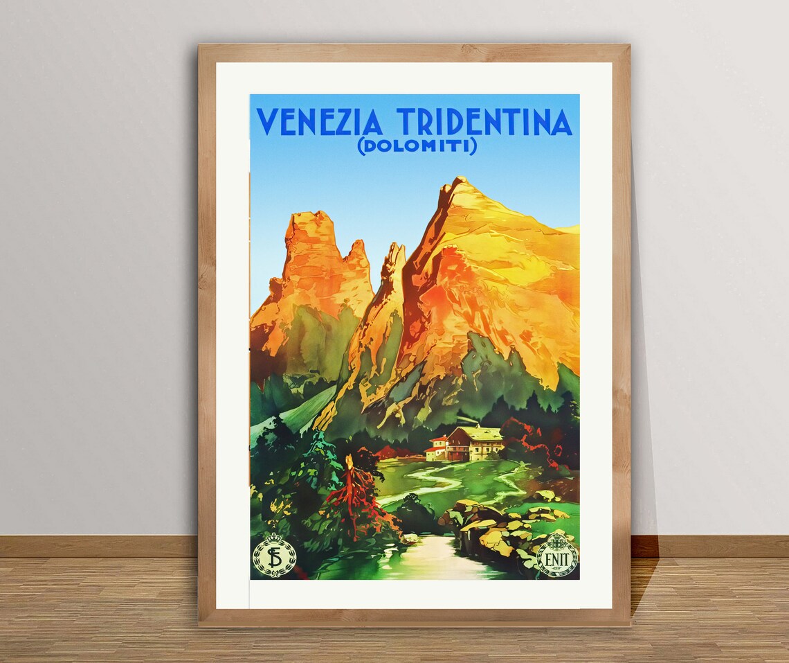 Venezia Tridentine Dolomites Vintage Travel Poster