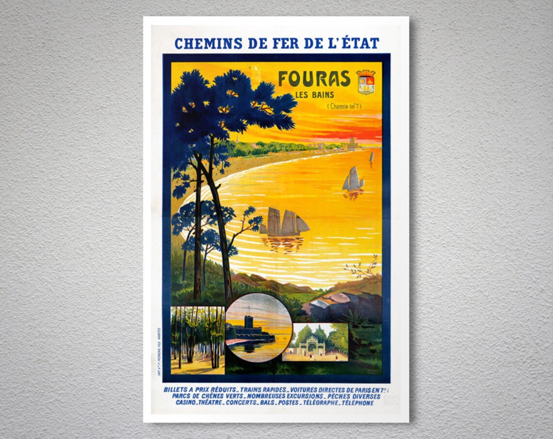 Fouras Les Bains Golden Sunset Beach French Railway Seaside Poster - Image 2