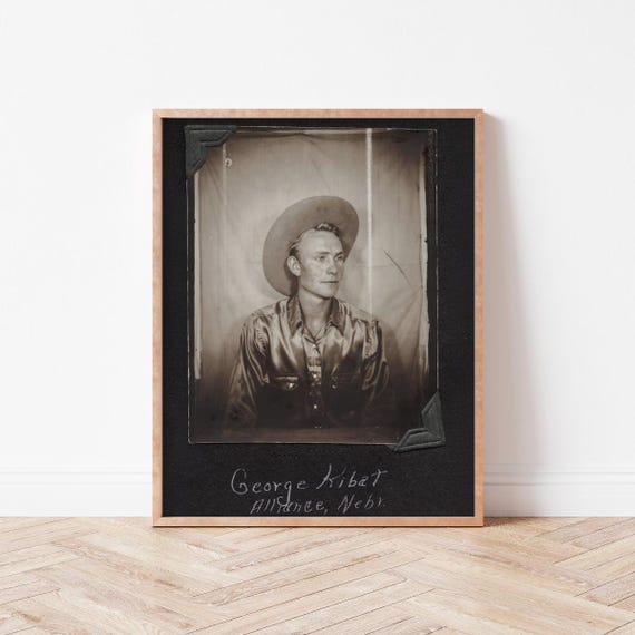 Vintage Western Photograph Print Wall Art Cowboy Decor Wild West Violets We0006