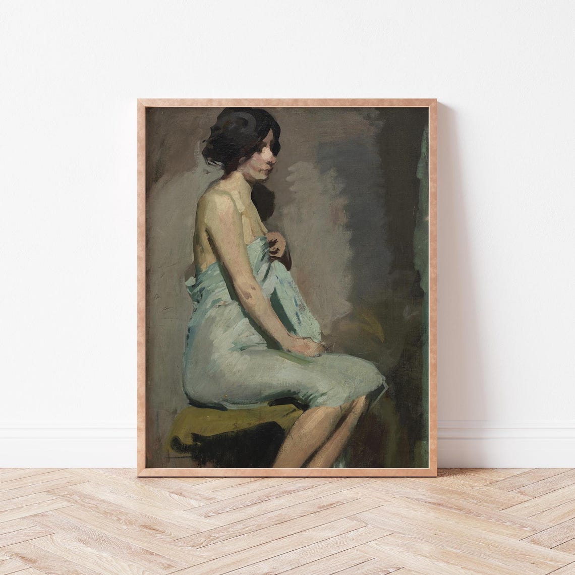 Seated Woman In Pale Dress Vintage Impressionist Figure Study Poster