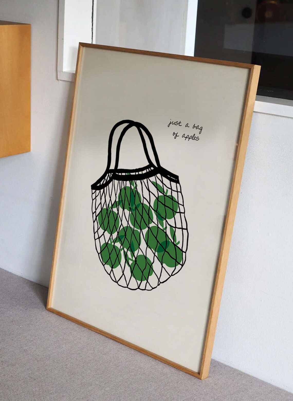Just A Bag Of Apples Fruit Kitchen Illustration Green Art Print - Image 3