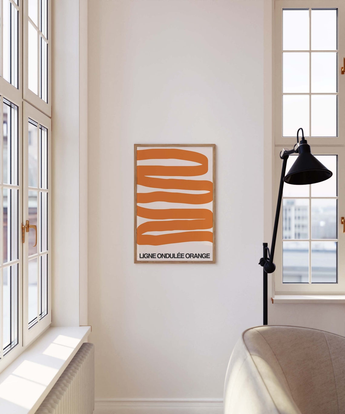Ligne Ondulee Orange Wavy Line French Bold Typography Art Print - Image 3