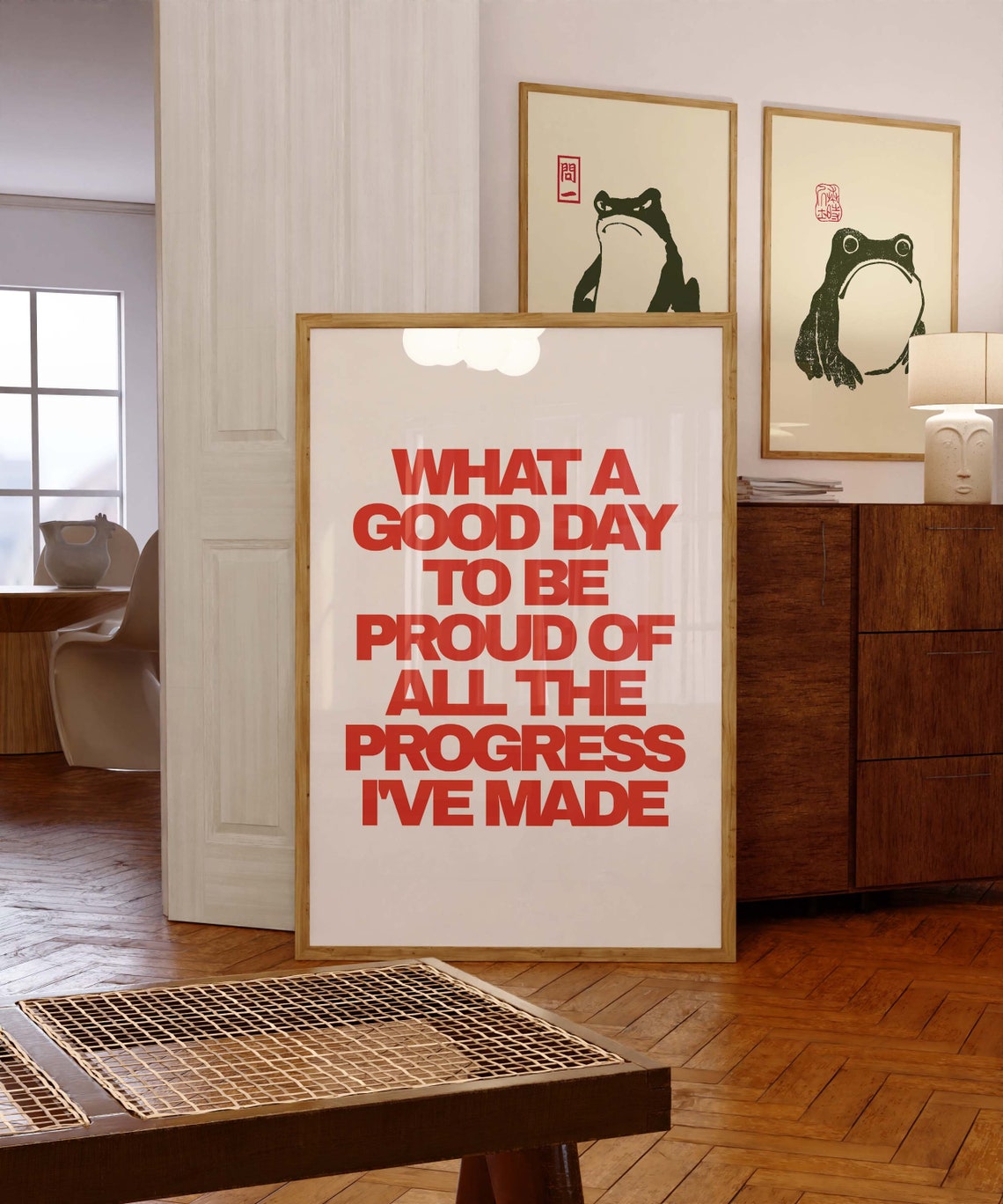 What A Good Day Bold Red Typography Motivational Quote Poster - Image 3