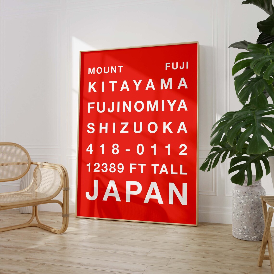 Mount Fuji Japan Vivid Red Bold Typography Shizuoka Travel Poster - Image 3