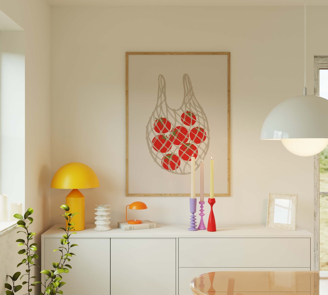 Tomatoes In A Bag Illustration Simple Tomato Poster Kitchen Tomato Poster Large Wall Art For Kitchen - Image 2