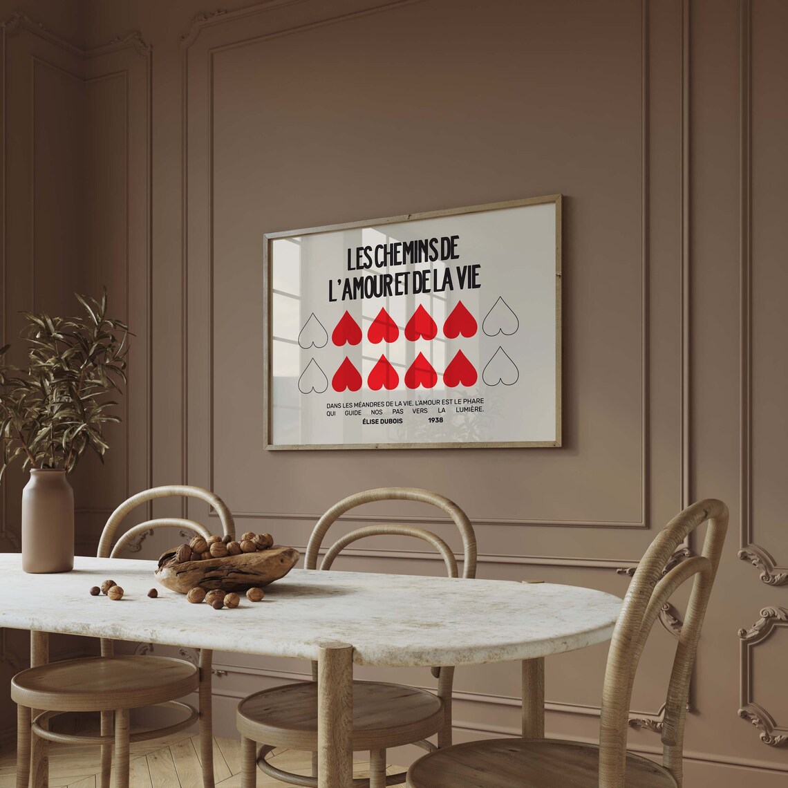 Les Chemins de L'Amour et de la Vie French Heart Quote Poster 1938 - Image 3