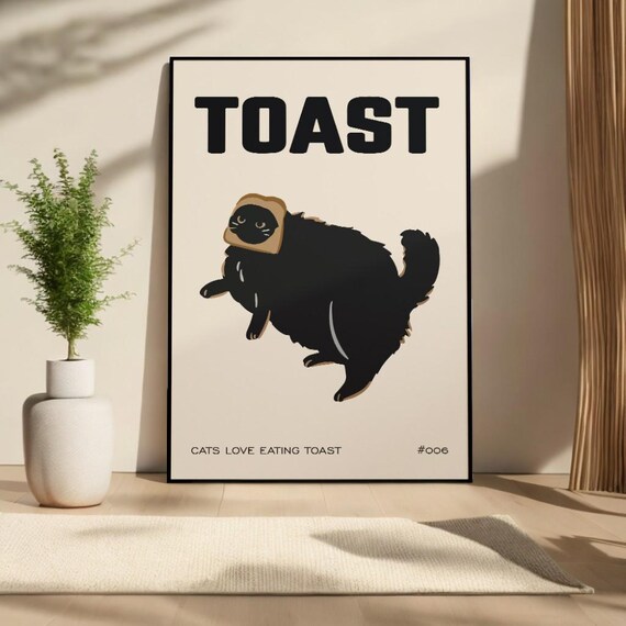 Toast Cat, Funny Kitchen Cat Lover Decor