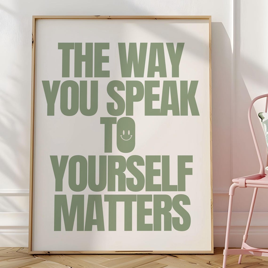 The Way You Speak To Yourself Matters Poster Wall Art Sage Green Therapy Print Classroom Affirmation Self Love