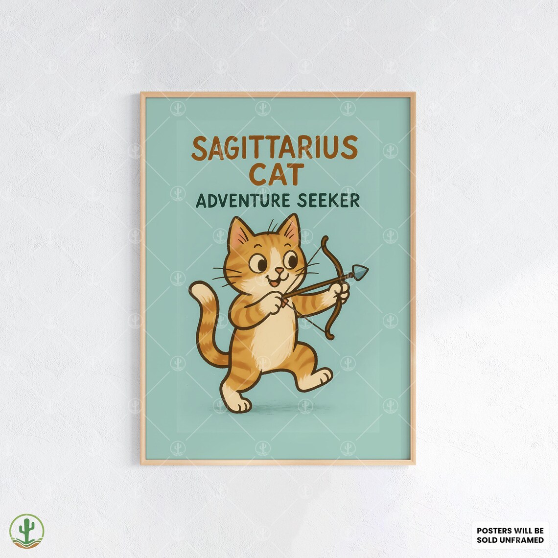 Sagittarius Cat Adventure Seeker Cartoon Zodiac Archer Poster