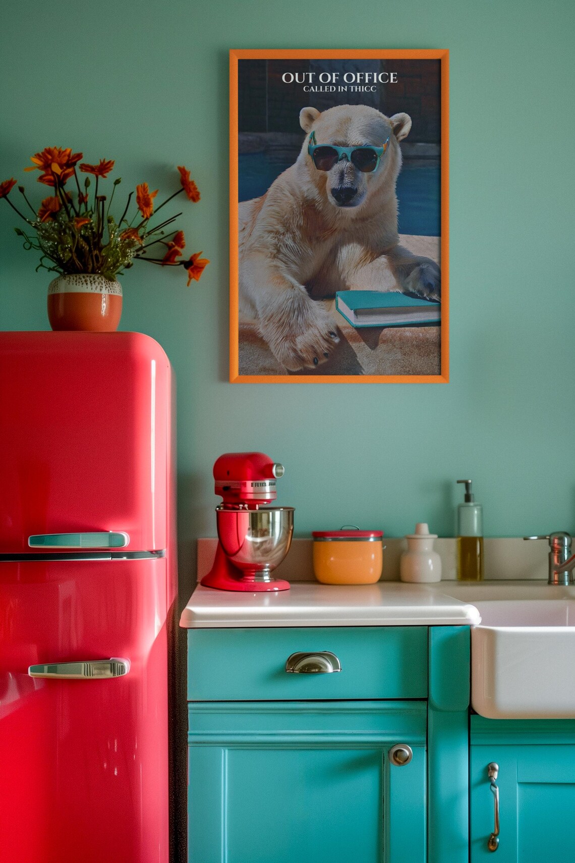 Cool Polar Bear In Sunglasses 'Out Of Office' Funny Animal Poster - Image 2