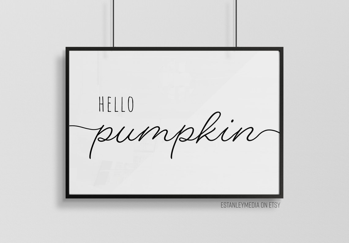 Hello Pumpkin Fall Script Sign Autumn Thanksgiving Decor Poster - Image 3