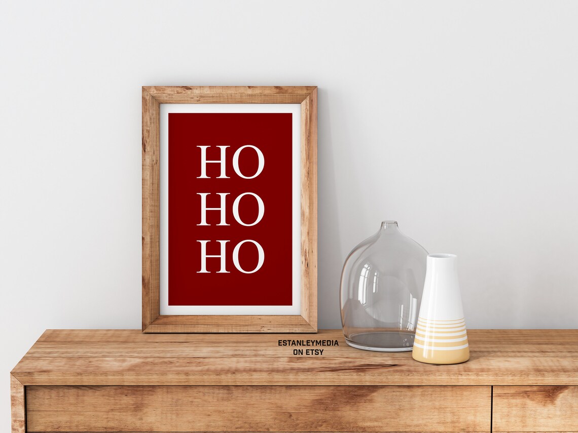 Ho Ho Ho Classic Red Christmas Holiday Quote Poster for Winter - Image 2