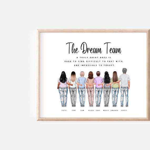 Coworker Print Personalised Portrait Of Colleagues Wall Art Coworker Gift Colleague Leaving Gift Team Member Goodbye Gift