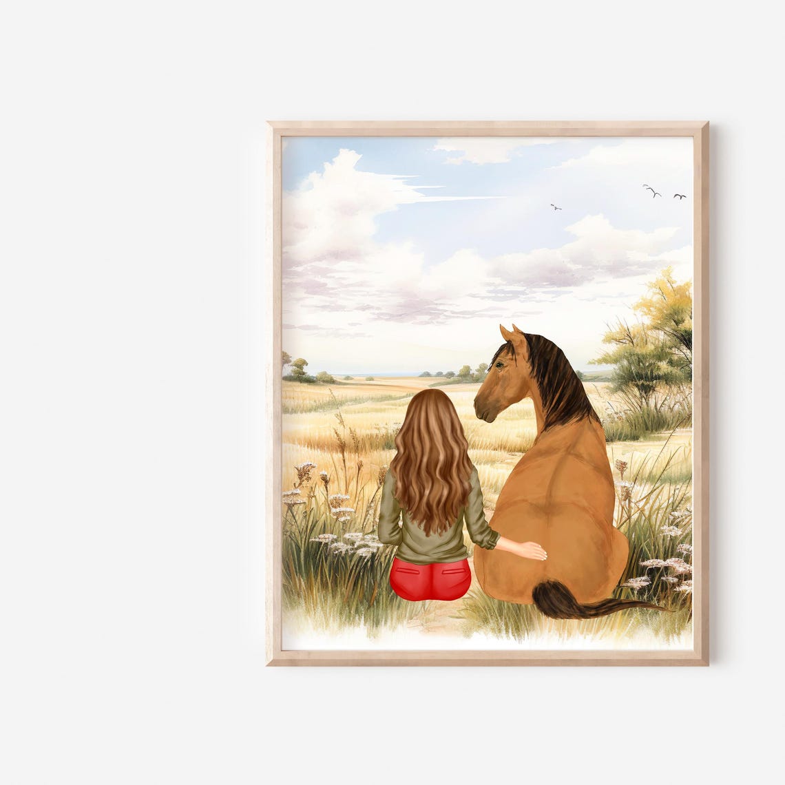 Girl And Horse Personalized Print Horse Owner Poster Horse Lover Gift Horse Owner Gifts Custom Horse Portrait