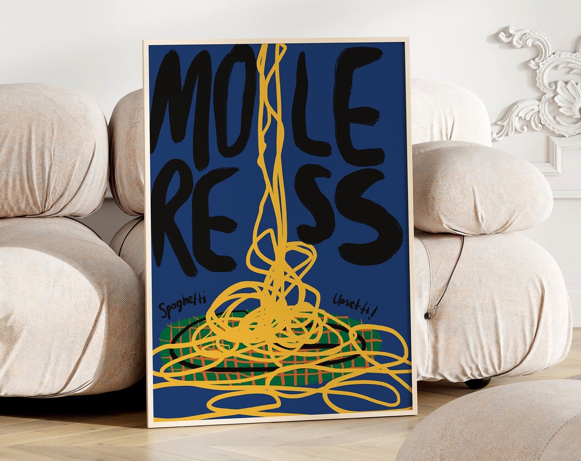 More Spaghetti Less Upsetti Funny Pasta Quote Kitchen Poster