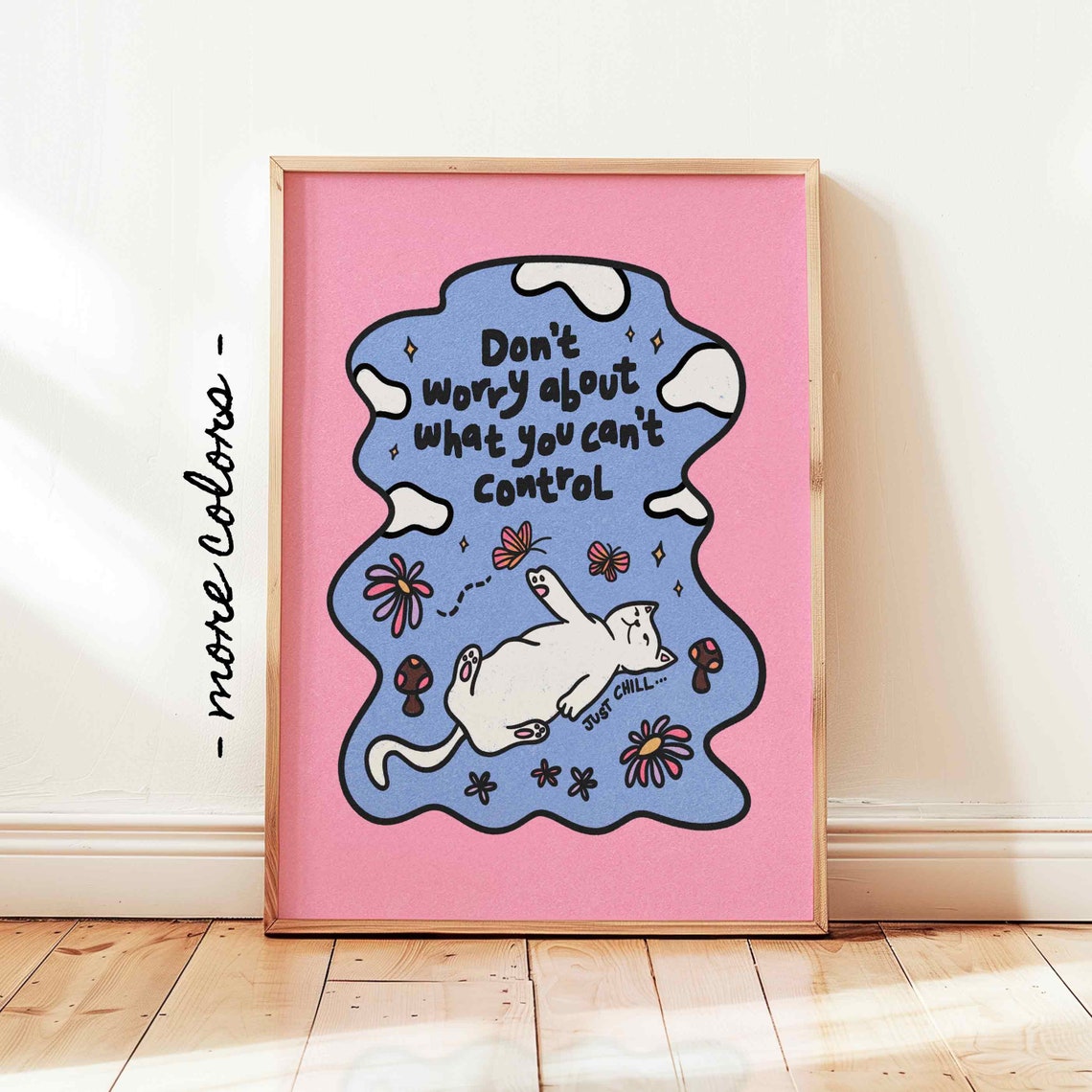 Dont Worry About What You Cant Control Cute Cat Affirmation Poster