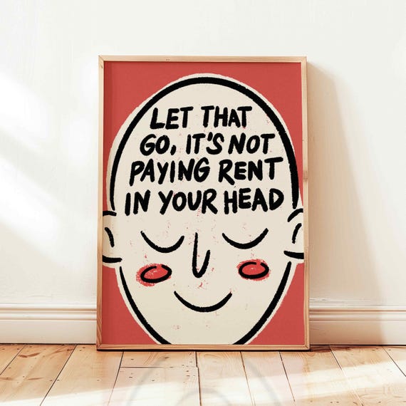 Let That Go Print Positive Affirmations Retro Poster Vintage Mental Health Wall Art Inspirational Decor