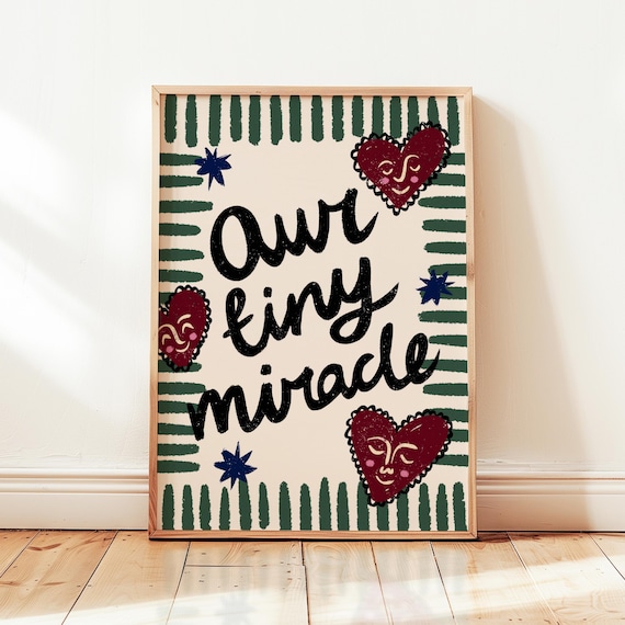 Our Tiny Miracle Smiling Hearts Baby Nursery Affirmation Poster