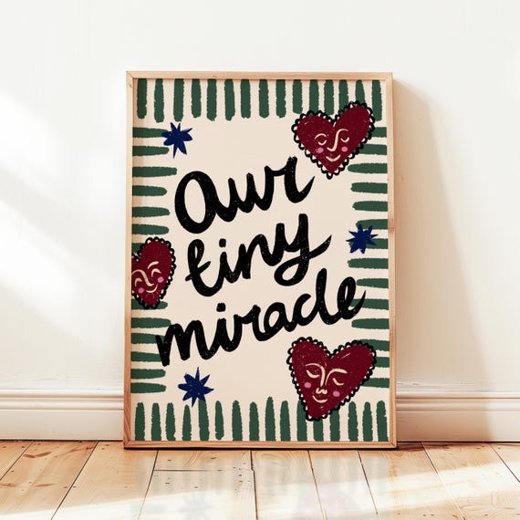 Our Tiny Miracle Print Boho Nursery Wall Art Positive Affirmations Poster Cute Trendy Playroom Decor