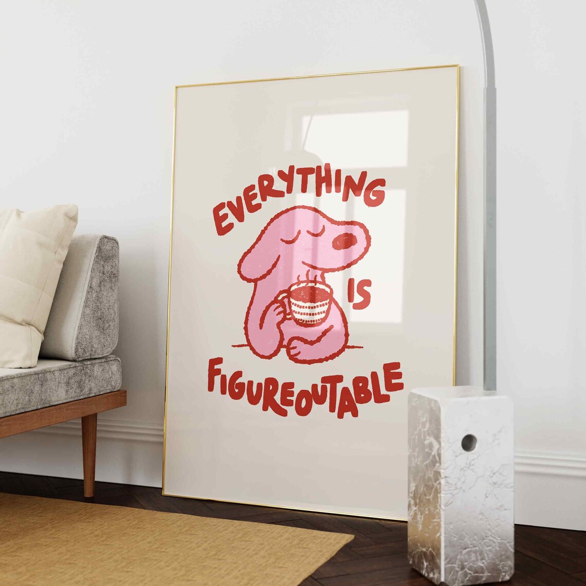 Everything Is Figureoutable Dog Affirmation Poster - Image 2