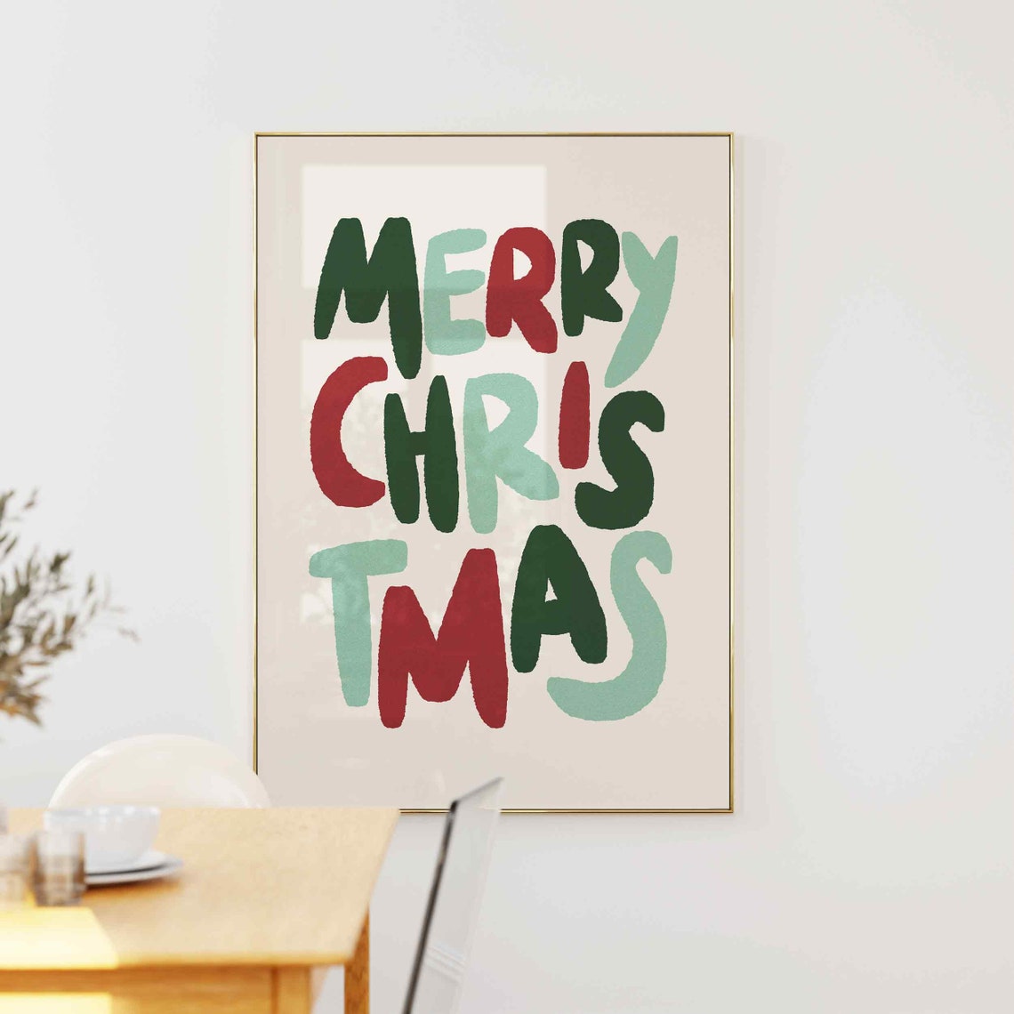 Merry Christmas Colorful Hand Lettered Festive Holiday Wall Art - Image 5