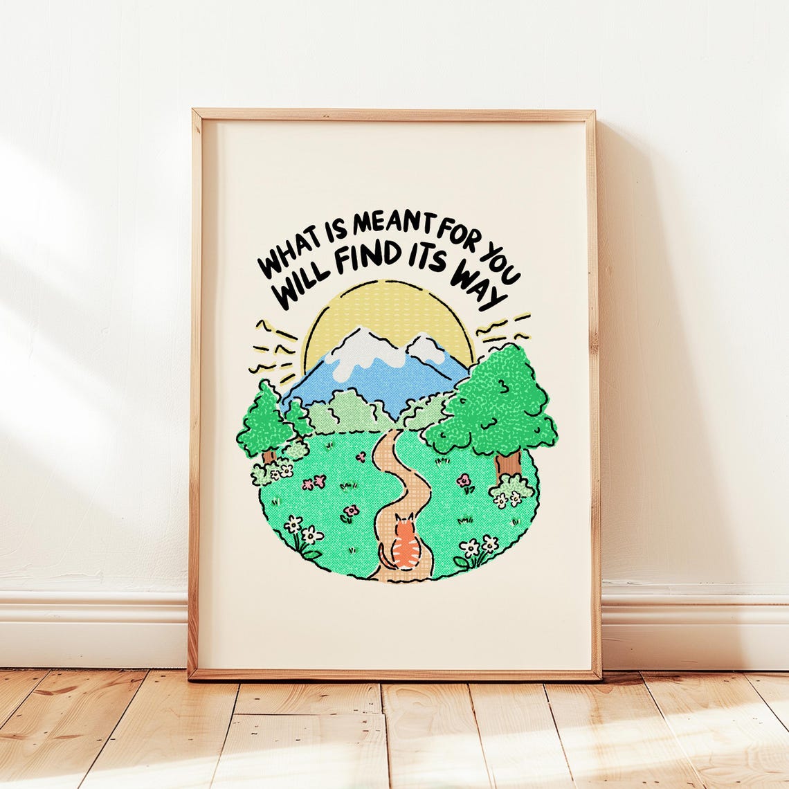 What Is Meant For You Inspirational Quote With Cat On Path Poster