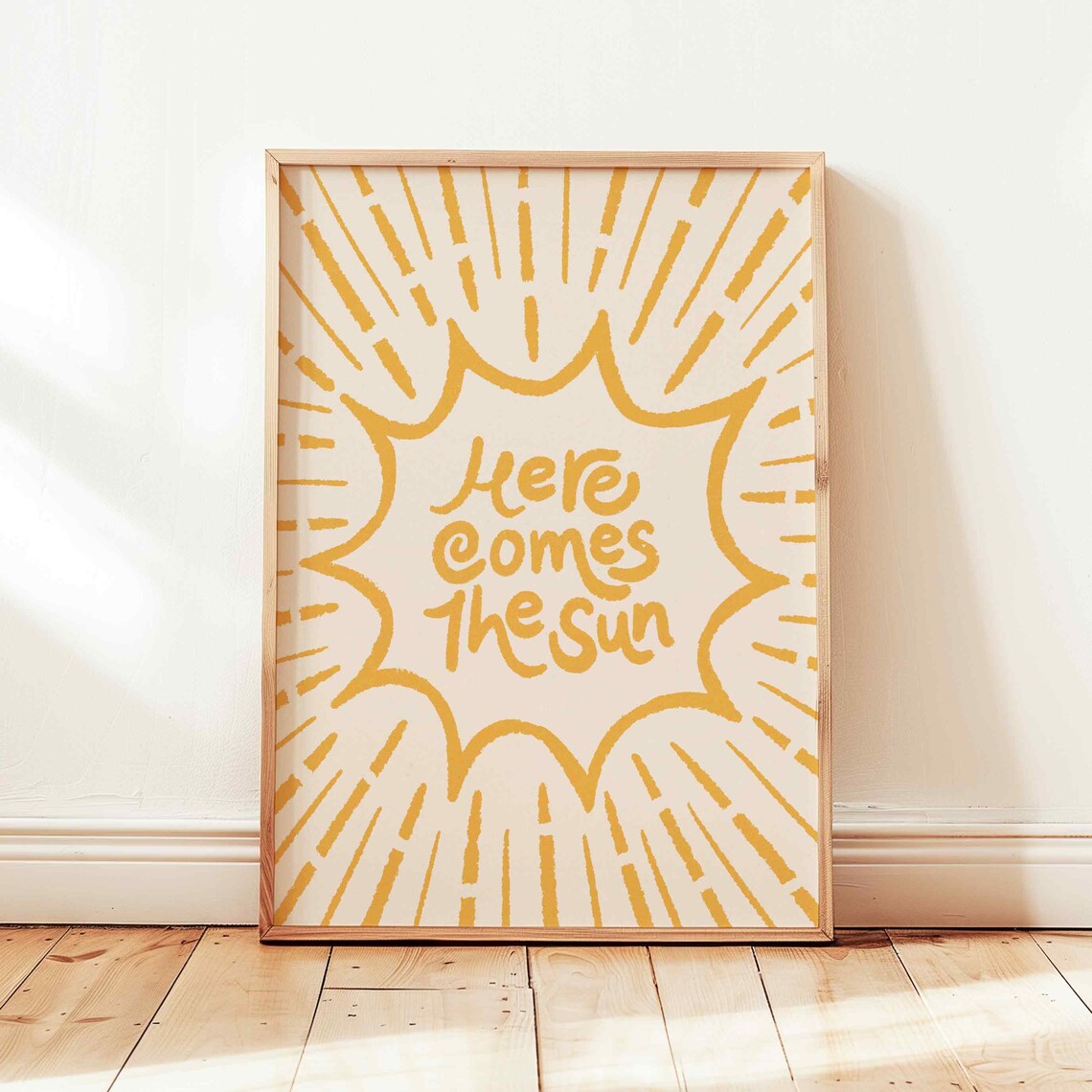 Here Comes The Sun Retro Quote Poster, Vintage Soleil