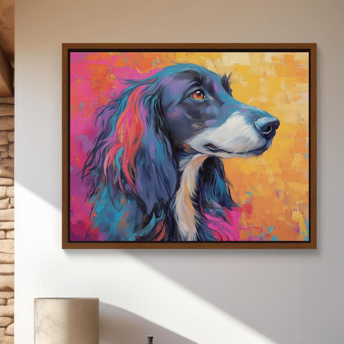 Vivid Colorful Afghan Hound Pop Art Dog Portrait Painting Poster