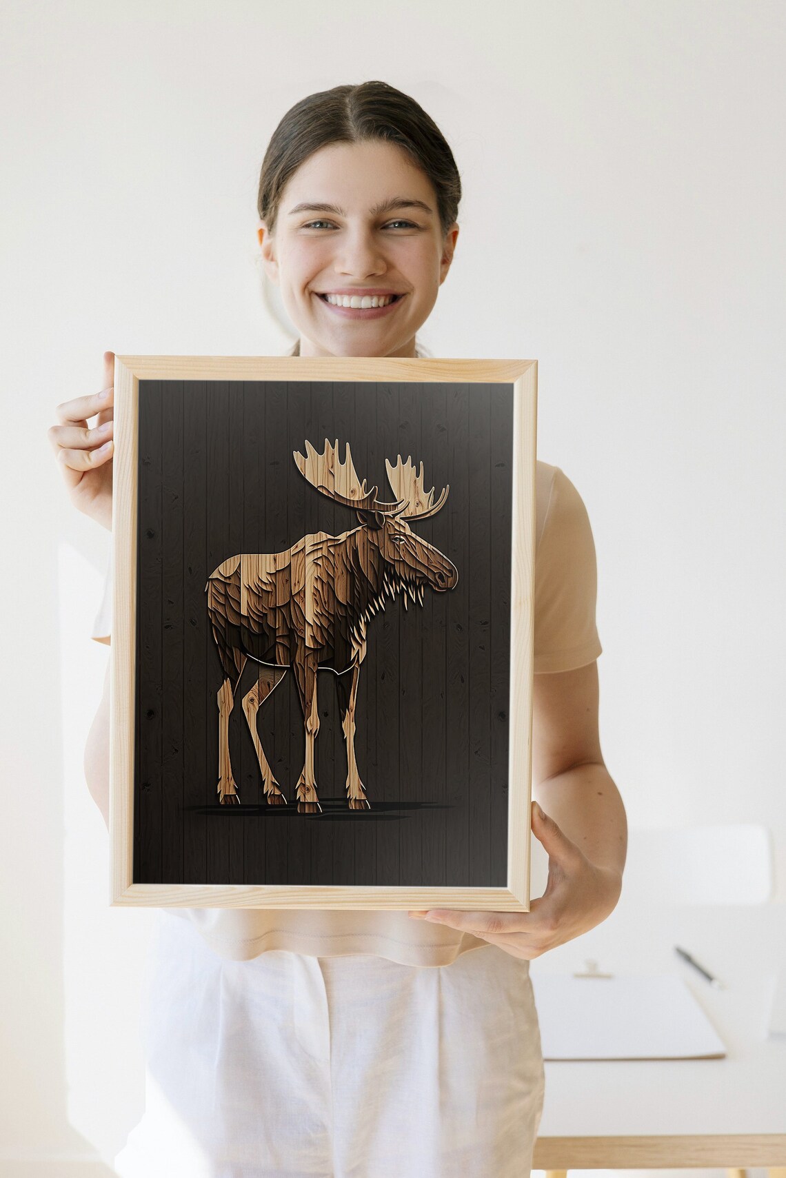 Moose Illustration Rustic Wall Art, Vintage Moose - Image 5
