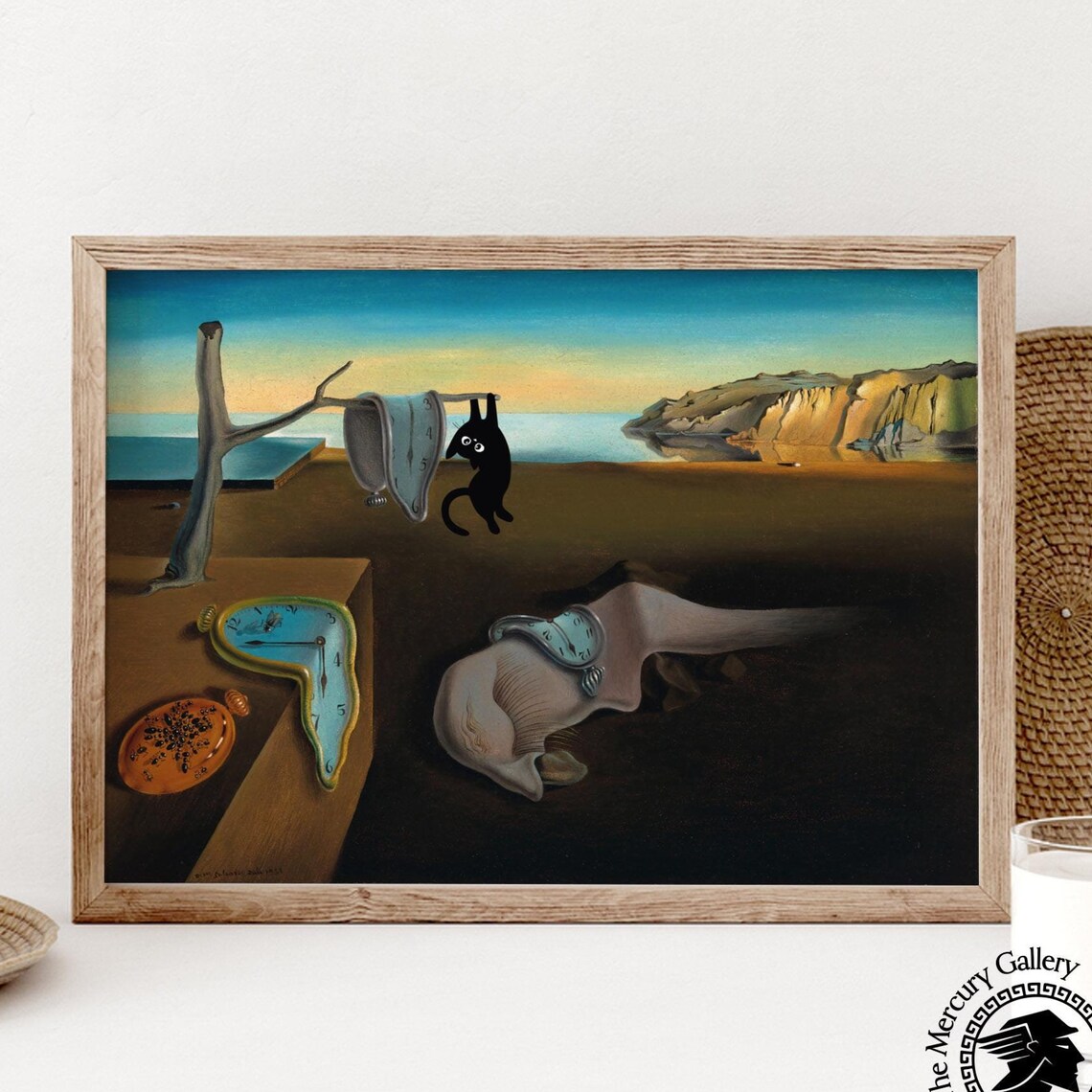 Salvador Dali Melting Clocks Black Cat Surrealist Funny Art Poster - Image 6