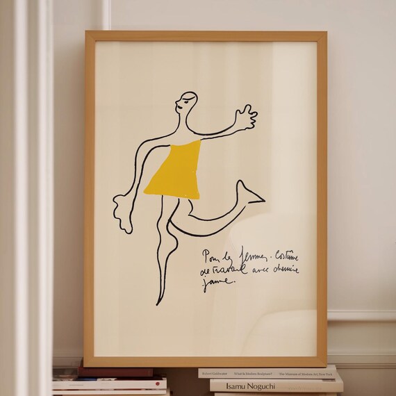 Romeo And Juliet Costume Design 1926 By Joan Miro Yellow Wall Art Simple Yellow Print Exhibition Print Yellow Art