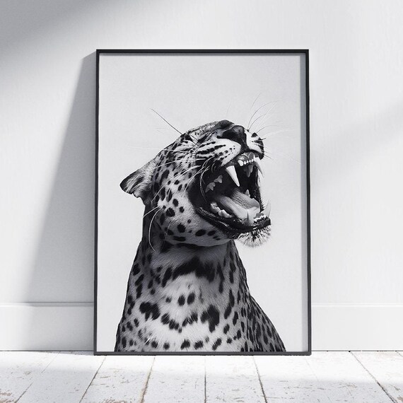 Leopard Roar Wall Art Print, Fashion Style Decor