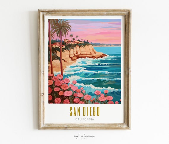 San Diego La Jolla Cove Travel Poster Print