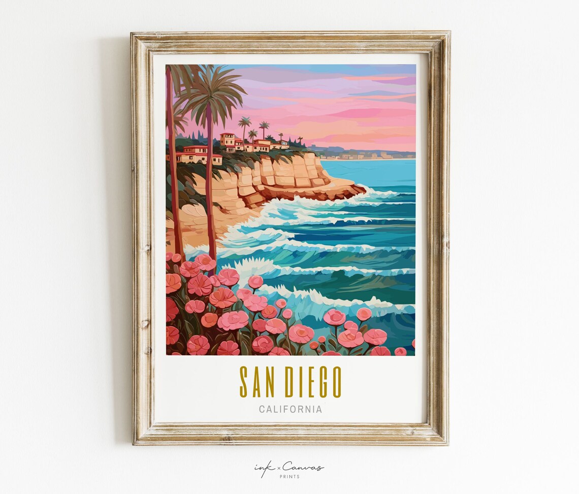 San Diego La Jolla Cove Travel Poster Print