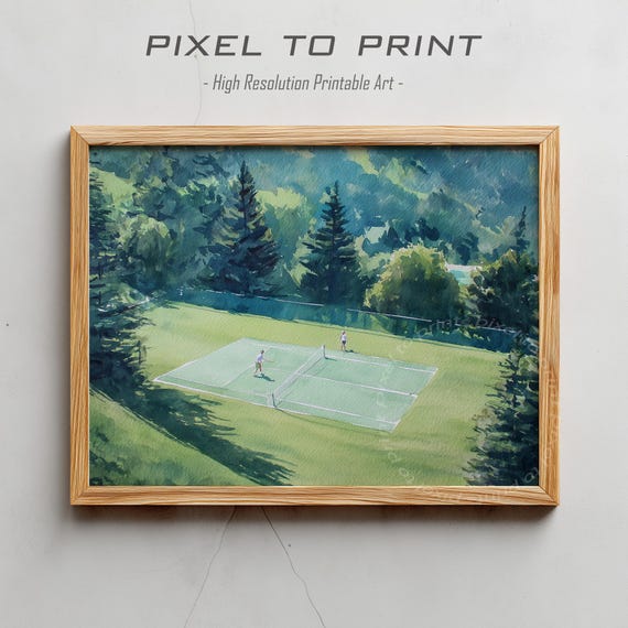 Tennis Field Art Print Minimalist Wall Decor