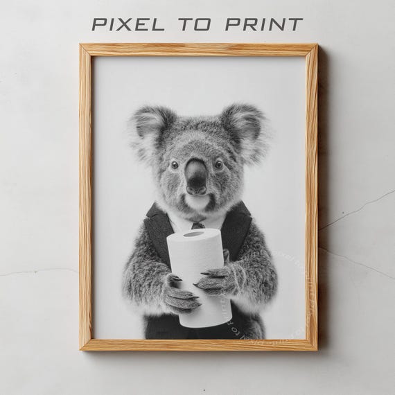Koala Bathroom Print Funny Animal In Suit