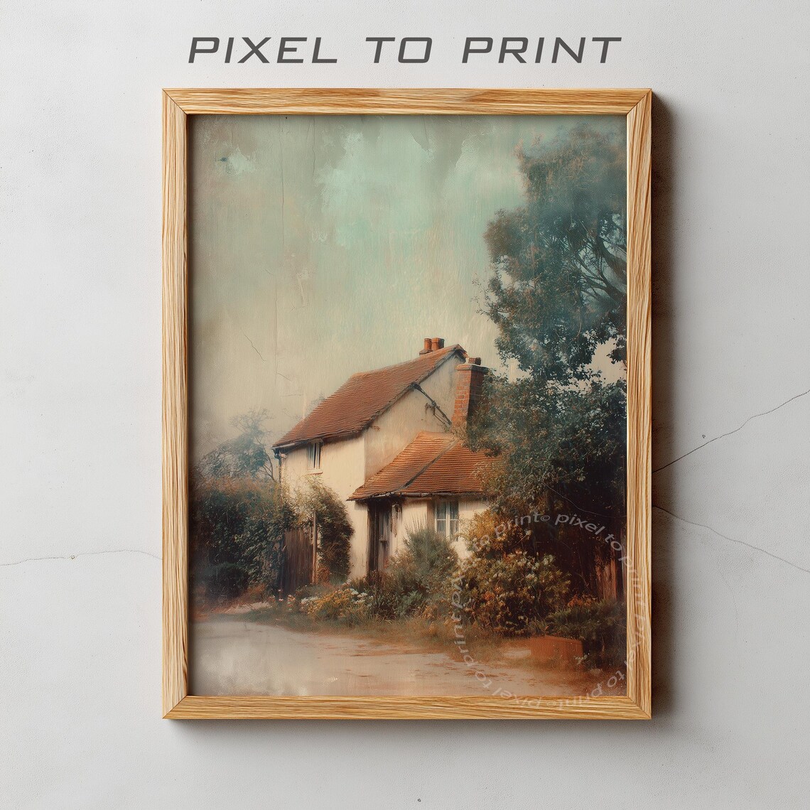 Cottagecore English Country House Vintage Oil Painting Wall Art